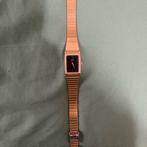 Seiko Gold Watch with Black Rectangular Dial